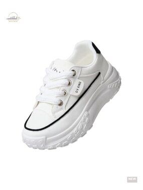 Chunky Platform Sneakers Women Non Slip Lace Up Faux Leather Running Shoes